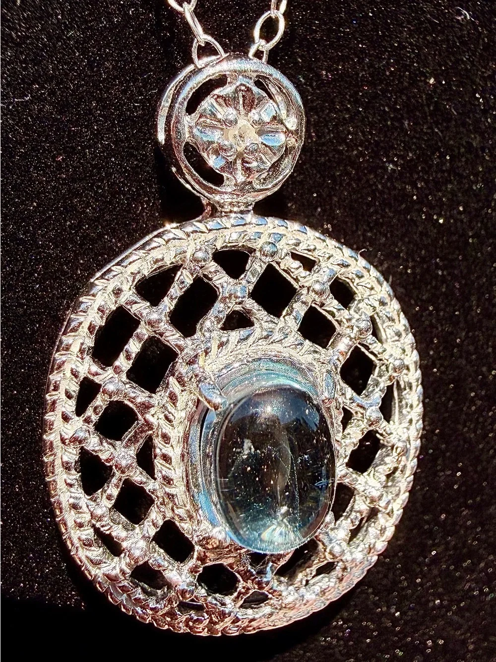 Sterling Silver Sky Blue Topaz & Diamond Necklace Earring Set NWT